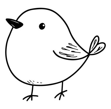 Yaratıcı Projeler ve Çocuk Malzemeleri için Şirin Çizgi Film Kuş İllüstrasyonu