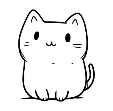 Basit Çizgileri ve Etkileyici Özellikleri olan Sevimli Minimalist Çizgi Roman Kedisi
