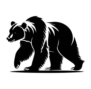 Beyaz Arkaplanda Görkemli Bir Ayının Silueti