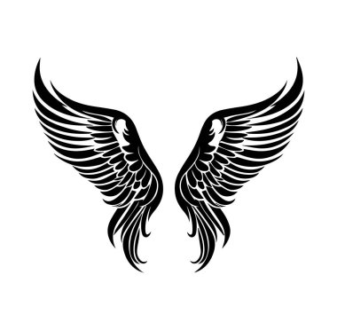 Siyah ve Beyaz Sanatsal Melek Kanatları Tasarımı