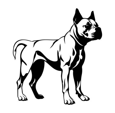 Siyah ve Beyaz Vektör Sanatında Görkemli Duran Köpek İllüstrasyonu