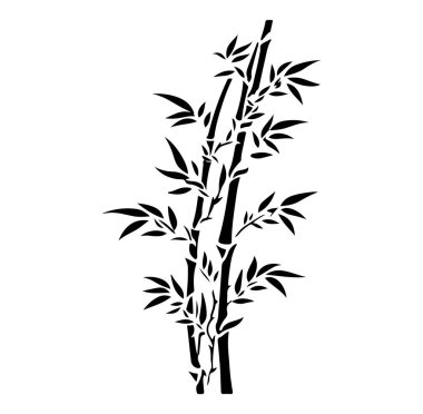 Dekoratif Kullanım için Zarif Siyah ve Beyaz Bambu Silueti