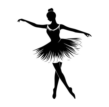 Zarif Balerin Silueti Klasik Poz Vererek Zarifçe Dans Ediyor