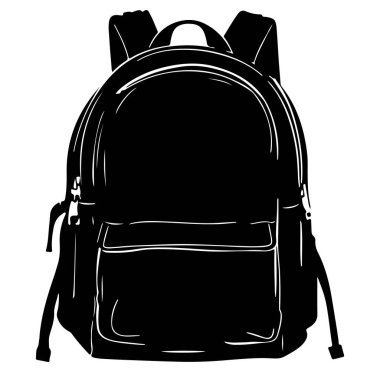 Ayrıntılı Özellikler ve Tasarım Elementleriyle Siyah Sırt Çantası Silueti