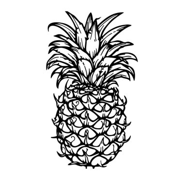 Biçimlendirilmiş Ananas Tasarımı 'nın Siyah ve Beyaz Çizimi