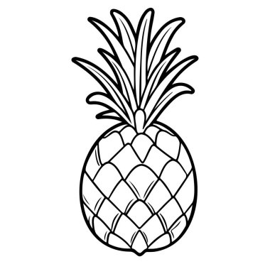 Siyah ve Beyaz Biçimli El Çizimi Ananas Çizimi