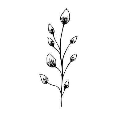 Zarif Siyah ve Beyaz Çiçek Çizgisi Minimalist Dekorasyon için Sanat Tasarımı