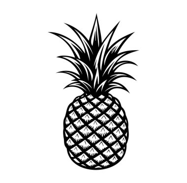 Siyah ve Beyaz Sanatsal Bir Ananas Tasarımı