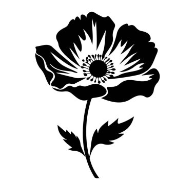 Ayrıntılı Taç Dizaynlı Siyah ve Beyaz Sanatsal Gelincik Çiçeği