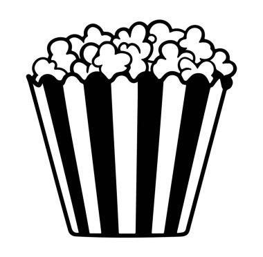 Klasik Sinema Kovasında Siyah ve Beyaz Patlamış Mısır Simgesi