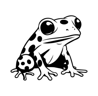 Polka Noktaları Tasarımlı Siyah ve Beyaz Çizgi Film Biçimli Kurbağa