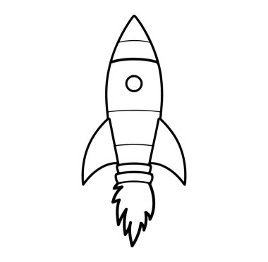 Çocuklar, Boşluk ve Macera Temaları için Basit Roket Simgesi