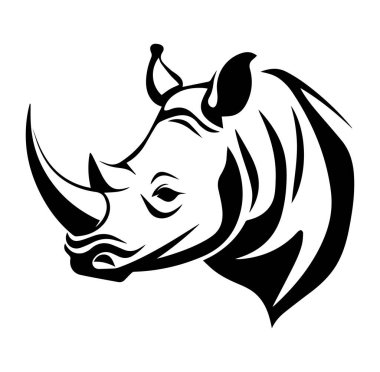 Güçlü Grafik Tarzı ile Zarif Siyah Gergedan Baş Silueti