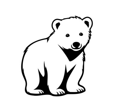 Siyah ve Beyaz Tasarım 'da Sevimli ve Oyuncak Ayı Çizimi