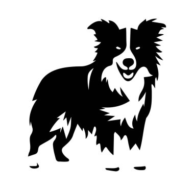 Neşeli Köpeğin Neşeli Duruşundaki Siyah ve Beyaz Silueti