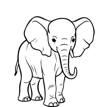 Çocuk Boyama Kitabı için Şirin Çizgi Film Fil Çizimi