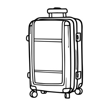 Seyahat Bavulunun Tekerlekli Basit Çizgi Sanatı