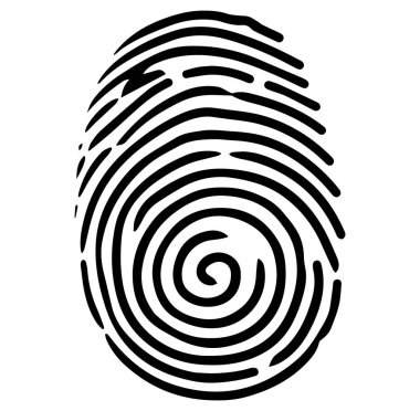 Beyaz üzerine izole edilmiş Benzersiz Siyah ve Beyaz Parmak İzi