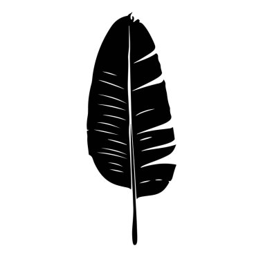 Ayrıntılı damarları ve şekli olan Tropikal Yaprağın Siyah Silueti