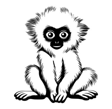 Şirin Çizgi Maymun Koca Gözlü ve Yumuşak Kürk Tasarımlı Oturuyor