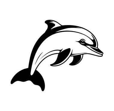 Deniz Yaşamı Projeleri için Siyah ve Beyaz Yaratıcı Yunus İllüstrasyonu