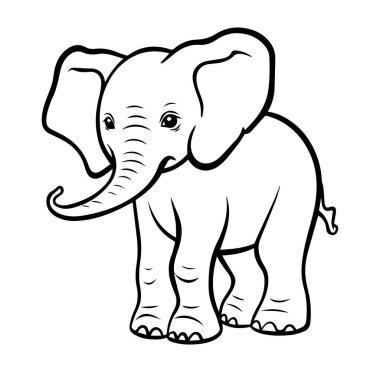 Çocuk Boyama Sayfaları Etkinliği için Şirin Fil Çizgisi