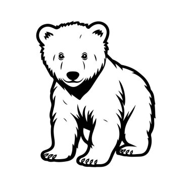 Doğa ve Vahşi Yaşam Teması için Sevimli Siyah ve Beyaz Ayı İllüstrasyonu