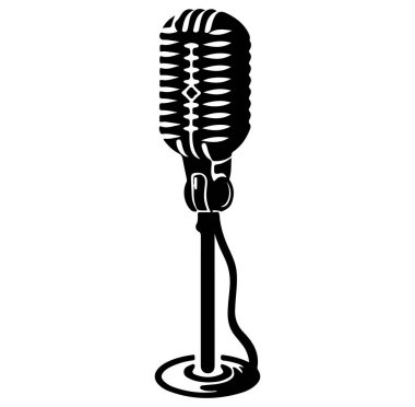 Retro Müzik veya Etkinlik Temaları için Klasik Mikrofon Tasarımı