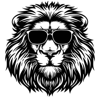 Cesur Yelesi ve Güçlü İfadesi olan Güneş gözlüğü takan Havalı Aslan