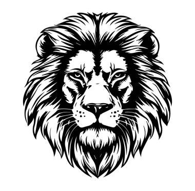 Görkemli Aslan Başı İllüstrasyonu Ayrıntılı Kürk Tasarımı