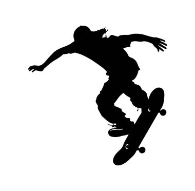 Bir Kaykaycının Silueti Orta Havada Bir Numara Yapıyor