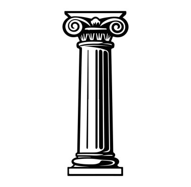 Siyah-Beyaz Klasik Korint Sütun İllüstrasyonu