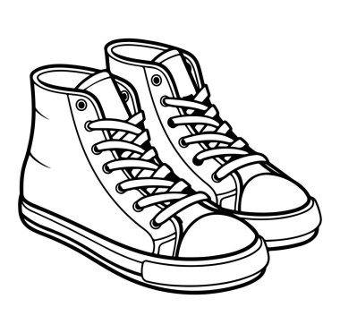 Klasik Yüksek Üstlü Spor Ayakkabı Tasarımı El Çizimi Çizimi