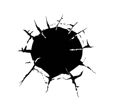 Beyaz zemin üzerinde çatlaklar ve çatlaklar olan siyah çember