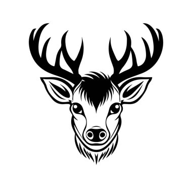 Zarif Siyah ve Beyaz Geyik Baş Tasarım