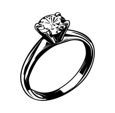 Solitaire Tasarımı Siyah ve Beyaz Elmas Yüzük