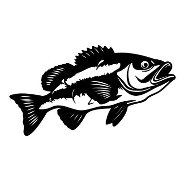 Bir Tatlı Su Balığı Ana Hattı 'nın Siyah ve Beyaz Grafiği