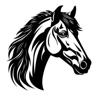 Zarif Siyah ve Beyaz At Başlı Siluet Tasarımı