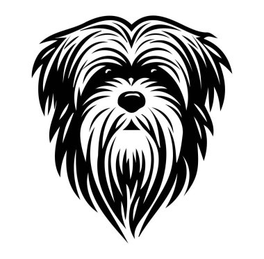 Zarif Siyah ve Beyaz Köpek Kafası Tasarımlar Çizimi