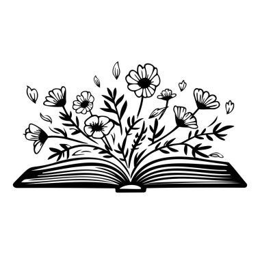 Çiçeklerle ve Botanik Elementlerle Açık Kitap Tasarımı