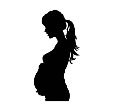 Profil Görünümünde At Kuyruklu Hamile Kadın Silueti