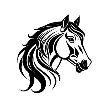 Zarif Siyah ve Beyaz At Başı Çizim Tasarımı