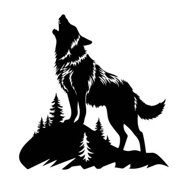 Kurt Uluyan Gece Gökyüzünde Ağaç Silueti Tasarımı ile