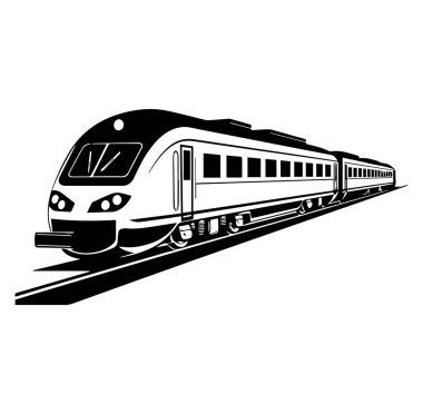 Gösterişli Modern Tren Tasarımı Siyah ve Beyaz Vektör Sanatı