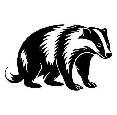 Vahşi Yaşam Çizimleri için Siyah ve Beyaz Porsuk Silueti