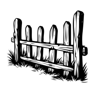 Ahşap Çit Resimleri Basit Çimlere Karşı Seti