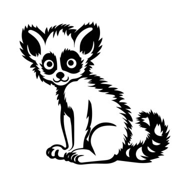 Siyah ve Beyaz Siluet ile Oyuncu Lemur Resimleri
