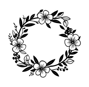 Yaprak ve Böğürtlen Tasarımı ile Zarif Siyah Çiçek Çelengi