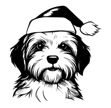 Holiday Illustration için Noel Baba Şapkası Giyen Şirin Köpek