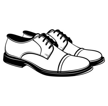 Klasik Erkek Elbisesi Ayakkabıları Siyah ve Beyaz Dış Hatlar Biçimi